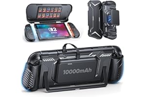 FASTSNAIL Switch 2 Protective Cover with 10,000mAh PD 20W Fast Charging Power Bank, Non-Slip Ergonomic Grip for Joycon 2, Ant