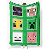 Sunny Side Up Minecraft Soft Plush Throw Blanket - Measures 46 x 60 Inches - Super Soft & Cozy Fleece Kids Bedding Features Creeper & Enderman