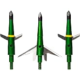 Swhacker #207 Mechanical Broadheads 100 Grain, 2-Blade Expandable Broadhead, 2.0" Cut, Patented Two-Slice Technology, Archery Hunting Broadheads for Compound Bow &amp; Crossbow, 3 Pack, Green
