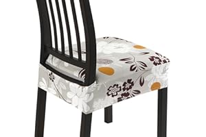 NIBESSER Dining Chair Seat Covers Set of 4,Stretch Soft Removable Washable Chairs Covers for Dining Room, Seat Cushion Slipcovers Protector for Kitchen Armless Chairs (No Rear,Brown Flower)