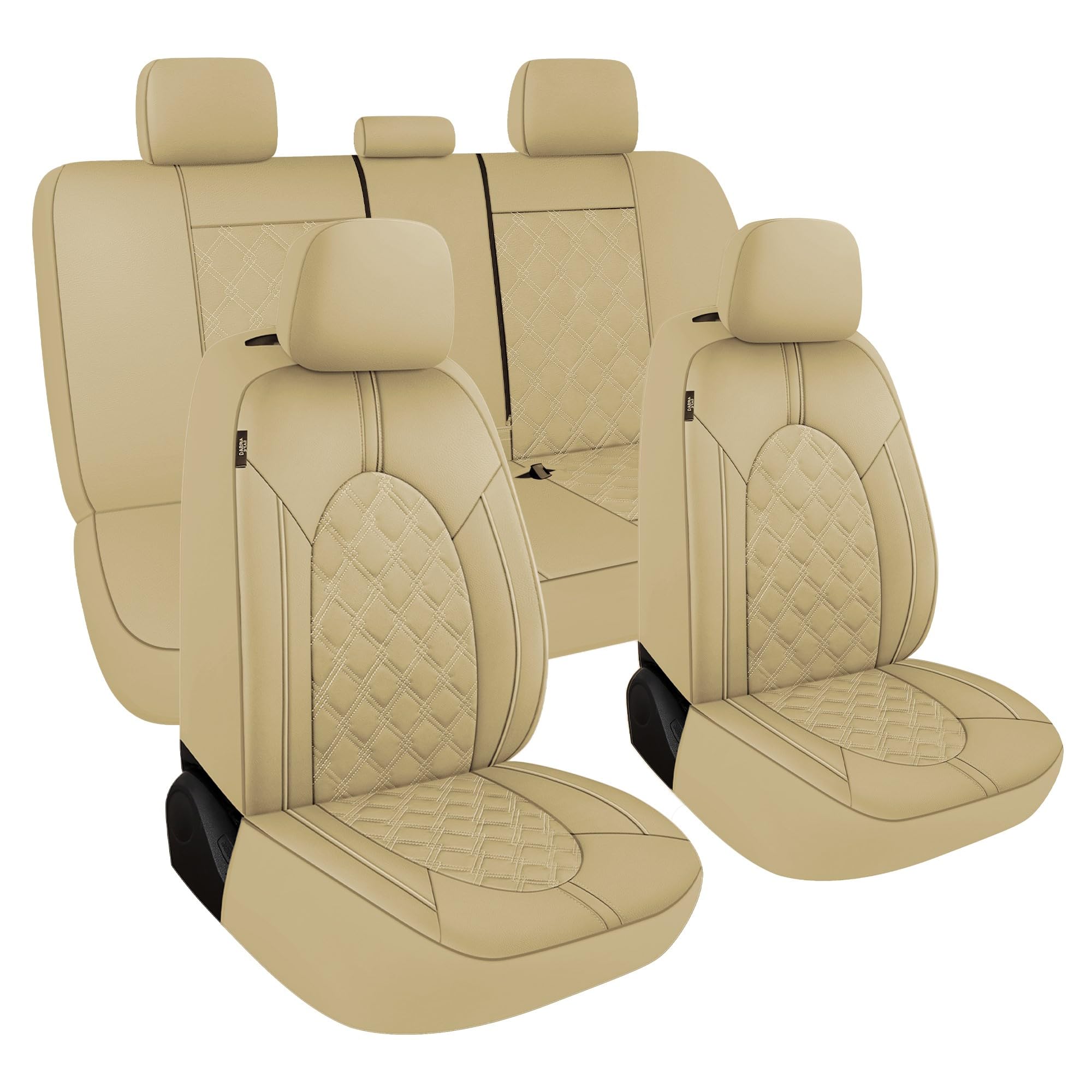 Photo 1 of YGL Luxury PU Leather Car Seat Covers Full Set, Non-Slip Seat Cover Protectors, Universal Fit for Cars, Trucks, SUVs, Vans, Pickups, Airbag Compatible, Seat Covers for Car Interior (Beige)