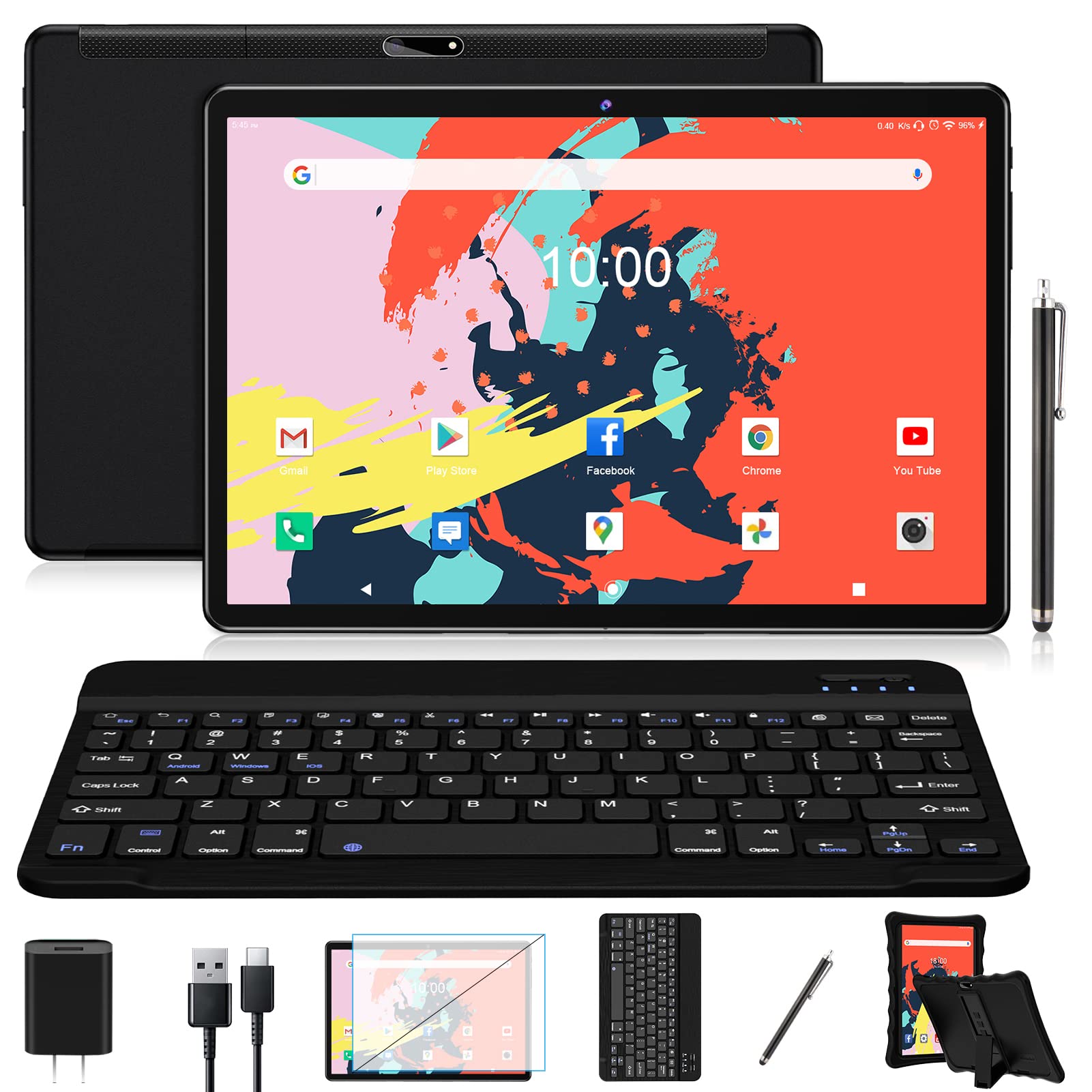 Photo 1 of ???? ?????? Tablet 10.1" Octa-Core Android 11 Tablet, 64GB Storage Tablets with Keyboard, Stylus Pen, Dual 13MP+5MP Camera, WiFi, Bluetooth, GPS, 512GB Expand Support, IPS Full HD Display
