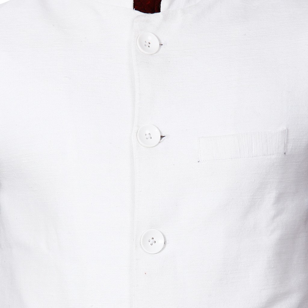 dhrohar cotton white nehru waistcoat
