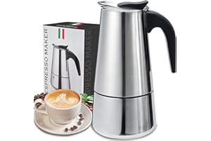 CONYEE Coffee Pot, Stainless Steel Moka Pot Italian Coffee Maker 9 cup/15 OZ Stovetop Espresso Maker for Gas or Electric Ceramic Stovetop Camping Manual Cuban Coffee Percolator for Cappuccino or Latte
