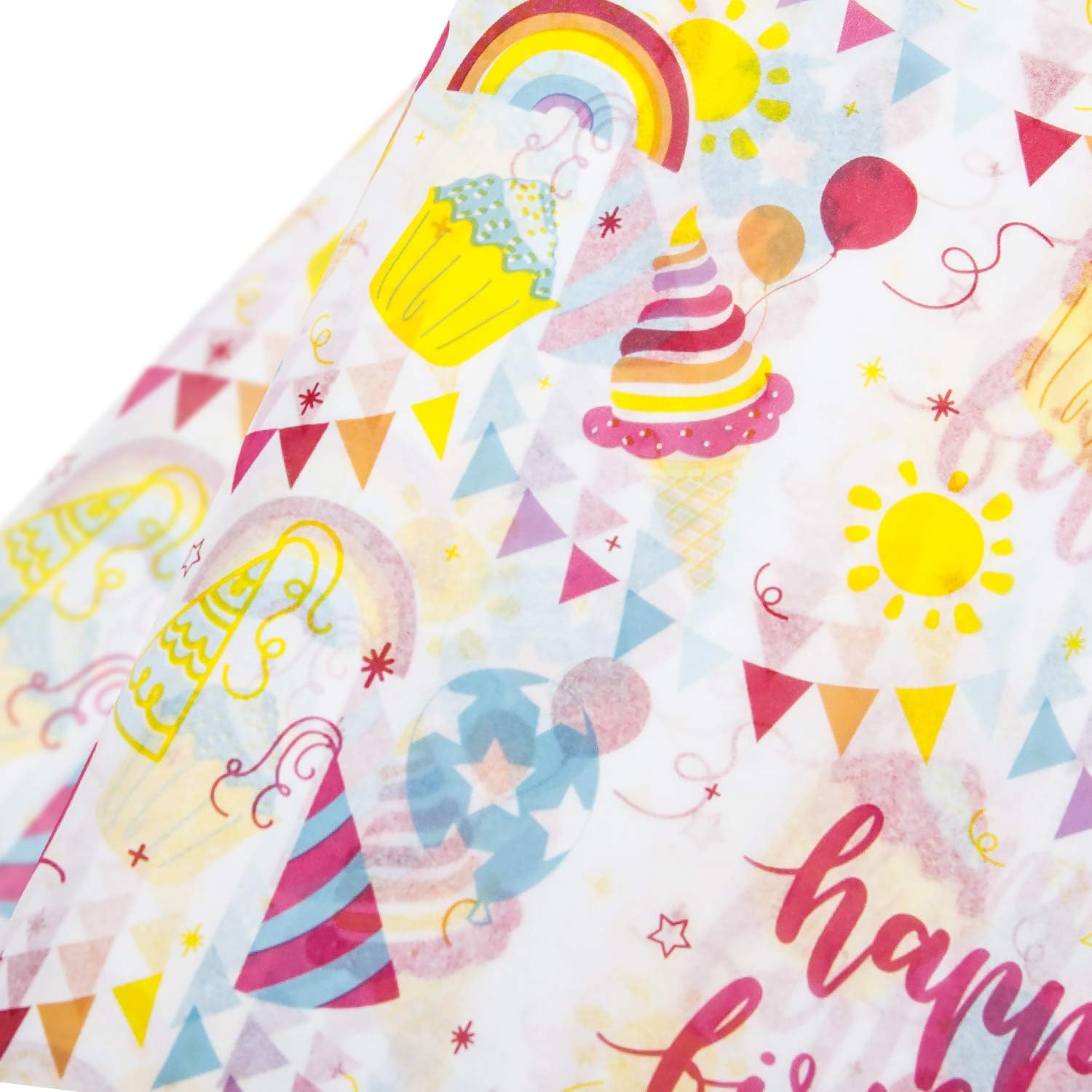 Ruspepa Papier De Soie Demballage Cadeau 50 X 70 Cm Artisanat Bricolage Anniversaire Colore Celebrant Limpression En Vrac De Papier Demballage Cadeau Pour Lemballage 24 Feuilles Papier Cadeau Cuisine Maison