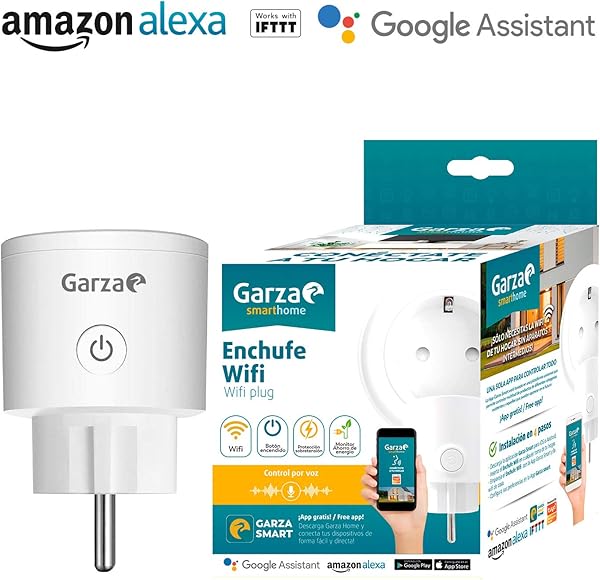 Garza Smart Plug Enchufe Wifi Alexa 52 x 52 x 85mm Blanco SmarthomeSmart Switch Interruptor inteligente Wifi Integrado compatibles con Alexa iOS y Google Home