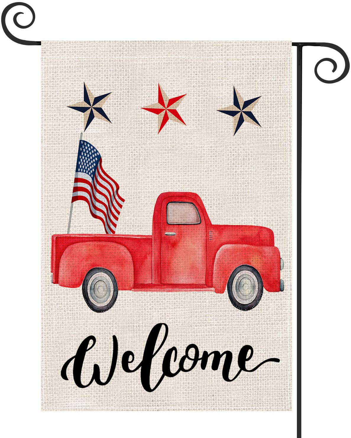 Guaikeai Truck Patriotic Welcome Garden Flag 12.5 x 18 Inch Double Sided Outside Decor for Home Yard Farmhouse