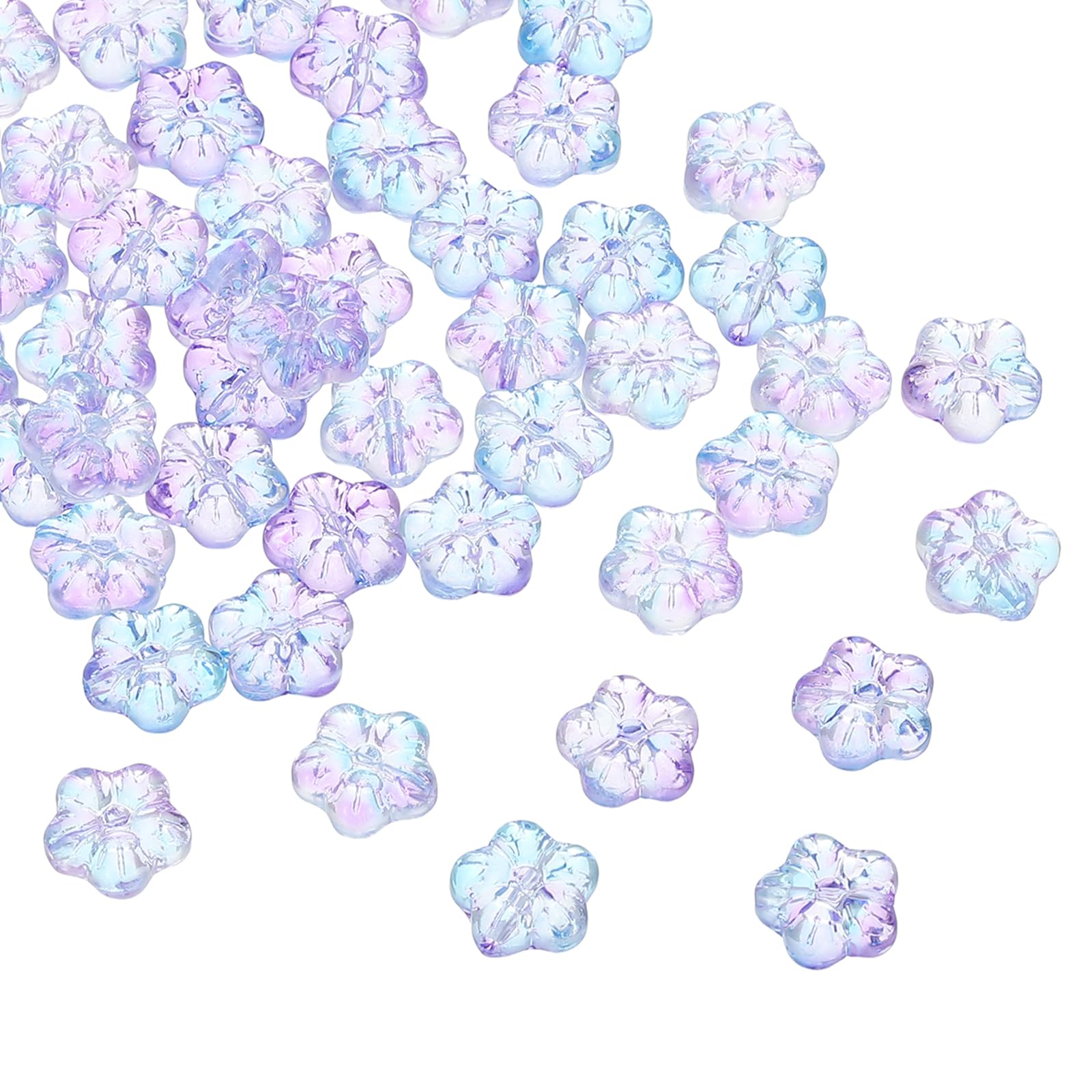PATIKIL 50Pack Blue/Purple Glass Flower Beads for DIY Jewelry Making — image 1