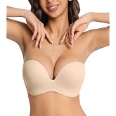 Curyon Wireless Strapless No Slip Seamless Push Up Supportive Bra | Side Fishbone Wing Support,Wing-Shaped Padding, Gentle Lift,Push Up,Stay in Place,Non Slip,Everyday