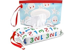 VOONGOR Portable Wet Wipe Pouch, Reusable Refillable Baby Travel Wipes Holder & Case, Lightweight Flushable Diaper Wipes Container (Style B)