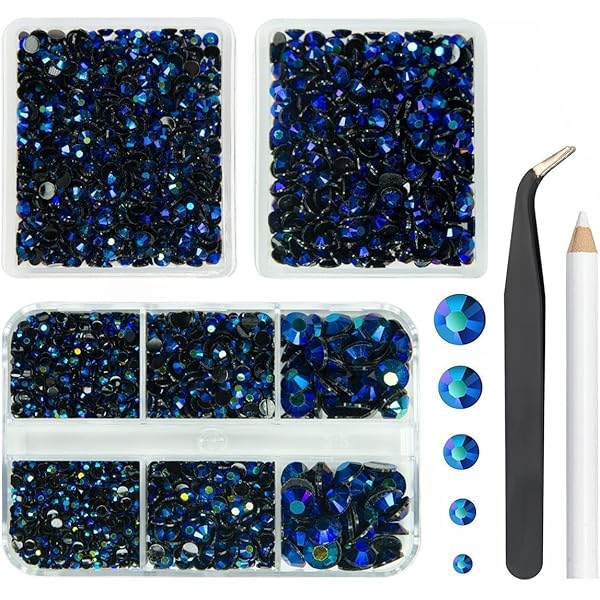 Qiipii 3060-Piece Light Blue Resin Rhinestones Kit - 2mm To 6mm Flatback Gems For Nails, Tumblers, Crafts (with Tweezer & Pen) - View #9