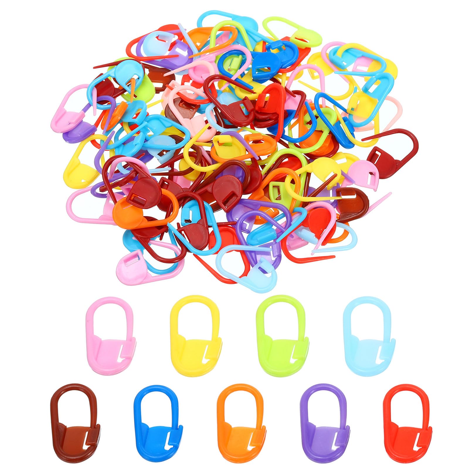 PATIKIL Colorful Crochet Stitch Markers, 100 Pack Plastic Knitting Markers Needle Pin Locking Stitch Marker for Sewing Crocheting DIY Craft