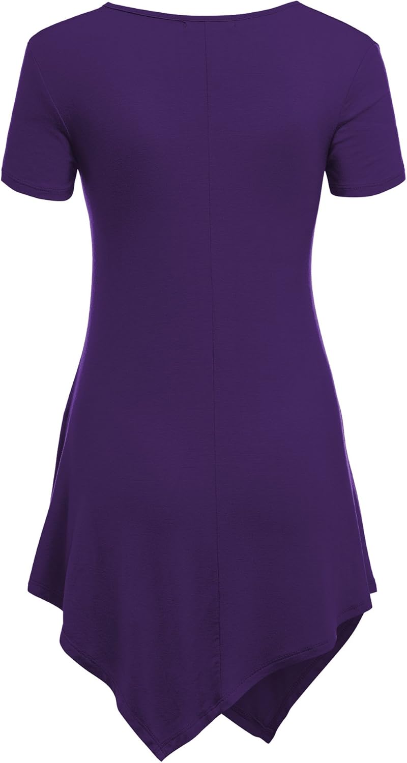 Made By Johnny Women's Casual Short Sleeve Comfy Tunic Swing Dress Loose Blouse Top for Leggings Plus Size XS-5XL at  Women’s Clothing store