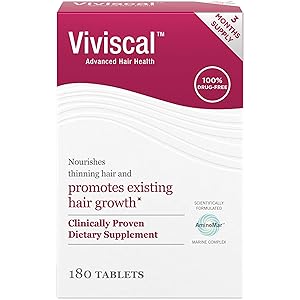 Viviscal Women's Hair Growth Supplements with Proprietary Collagen Complex, 1 Selling for Clinically Proven Results of Thicker, Fuller Hair[6]; Nourish Thinning Hair (180 Tablets - 3 Month Supply)