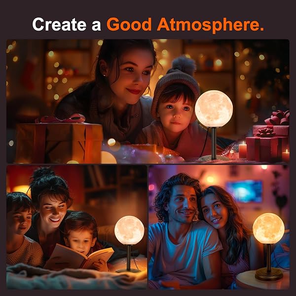 JIMIMORO MOON LAMP LED NIGHT LIGHT – DIMMABLE BEDSIDE LAMPS SMALL MODERN BEDROOM LAMP LED DESK LIGHT WITH 25 LIGHTING MODES 3D PRINTED REALISTIC MOON SURFACE – PERFECT FOR GIRLS BOYS KIDS BIRTHDAY