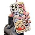 NATEROSO Compatible for iPhone 15 Pro Max Cartoon Case, Kawaii Cute Case Zoo Silicone 3D Cover Strap Soft TPU Shockproof Protective for Kids Girls and Womens