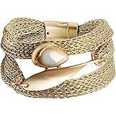 YKKZART Gold Bracelet for Women Multi Chain Mesh Bracelet Wisted Orb Circle Disc Mesh Wrap bracelet for Women Statement Jewelry