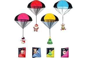 Myjoyice Parachute Toys, 4Pcs Christmas Parachute Toys for Kids Girls Boys Stocking Stuffers, Hand Throw Flying Toys for Christmas Party Favors Xmas Gifts Goody Bag Filler