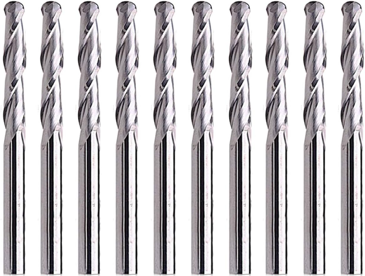 1/8" Shank Carbide Ball Nose End Mill Cutter CNC Router Bits Double Flute Spiral Set Tool-22mm