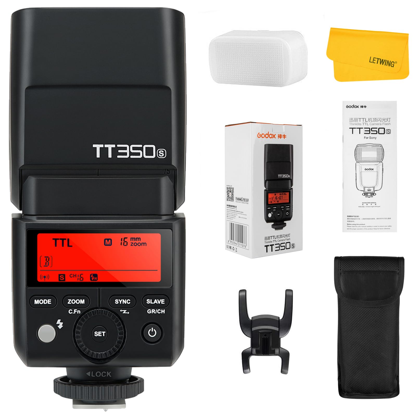 Godox TT350S Camera Flash with 2.4G HSS 1/8000s TTL GN36 Speedlite Compatible for Sony Mirrorless Digital Camera