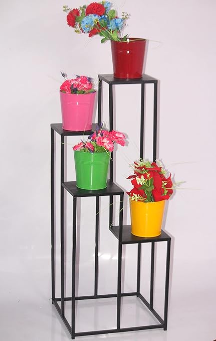 Elegant Crafts India Plant Stand, Flower Pot Stand, with Buckets,Pack of 1 Size LXWXH 16X16X39 Inches