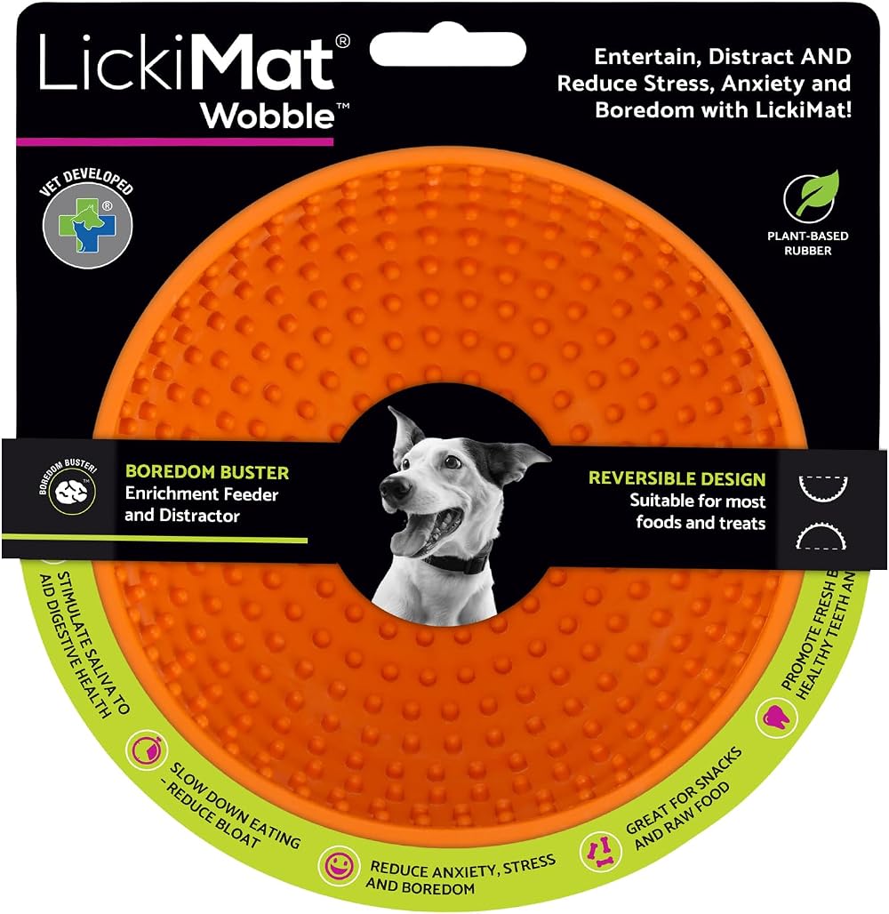 LICKIMAT Wobble Dog Slow Feeder Bowl Lick Mat Orange