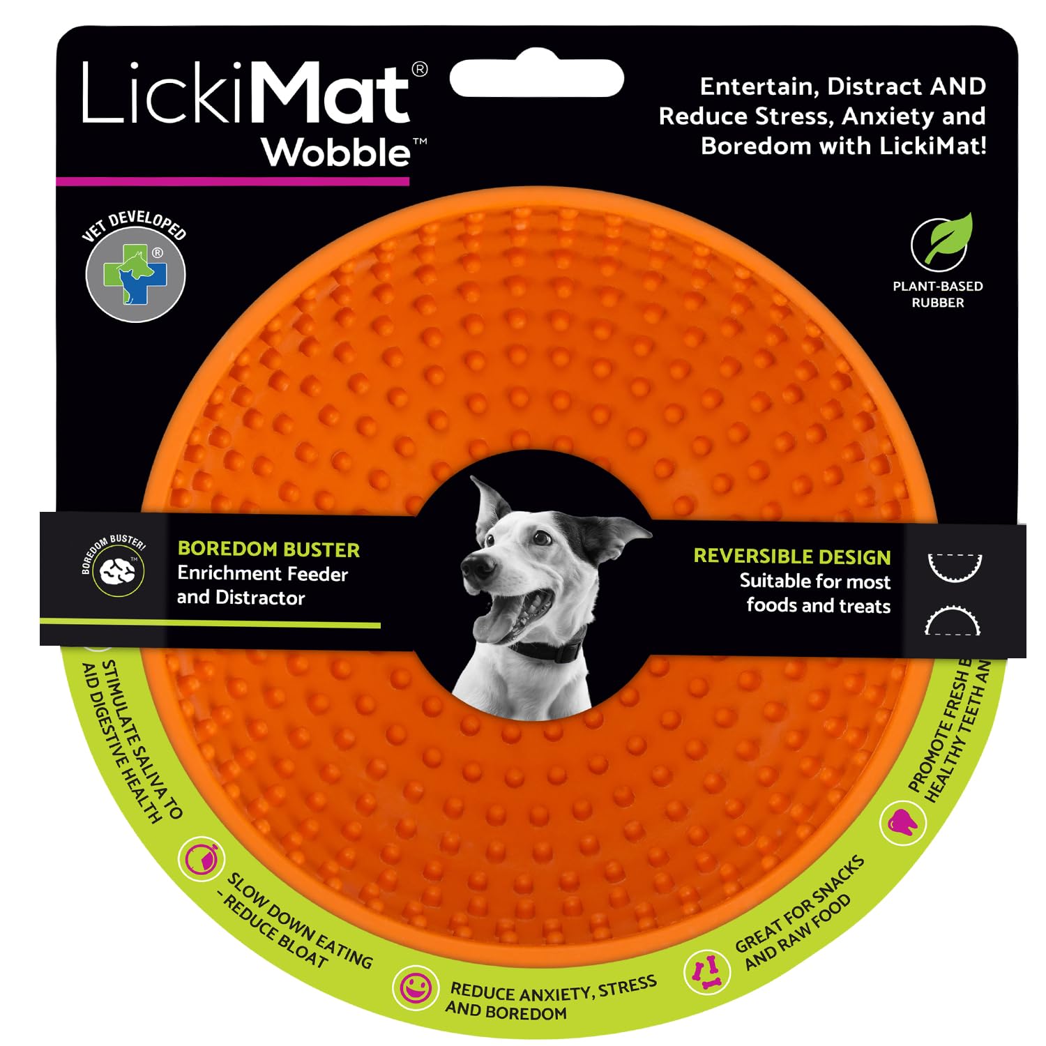 LickiMat Wobble, Dog Slow Feeder Bowl Lick Mat, Boredom Anxiety Reducer; Perfect for Food, Treats, Yogurt, or Peanut Butter. Fun Alternative to a Slow Feed Dog Bowl, Orange