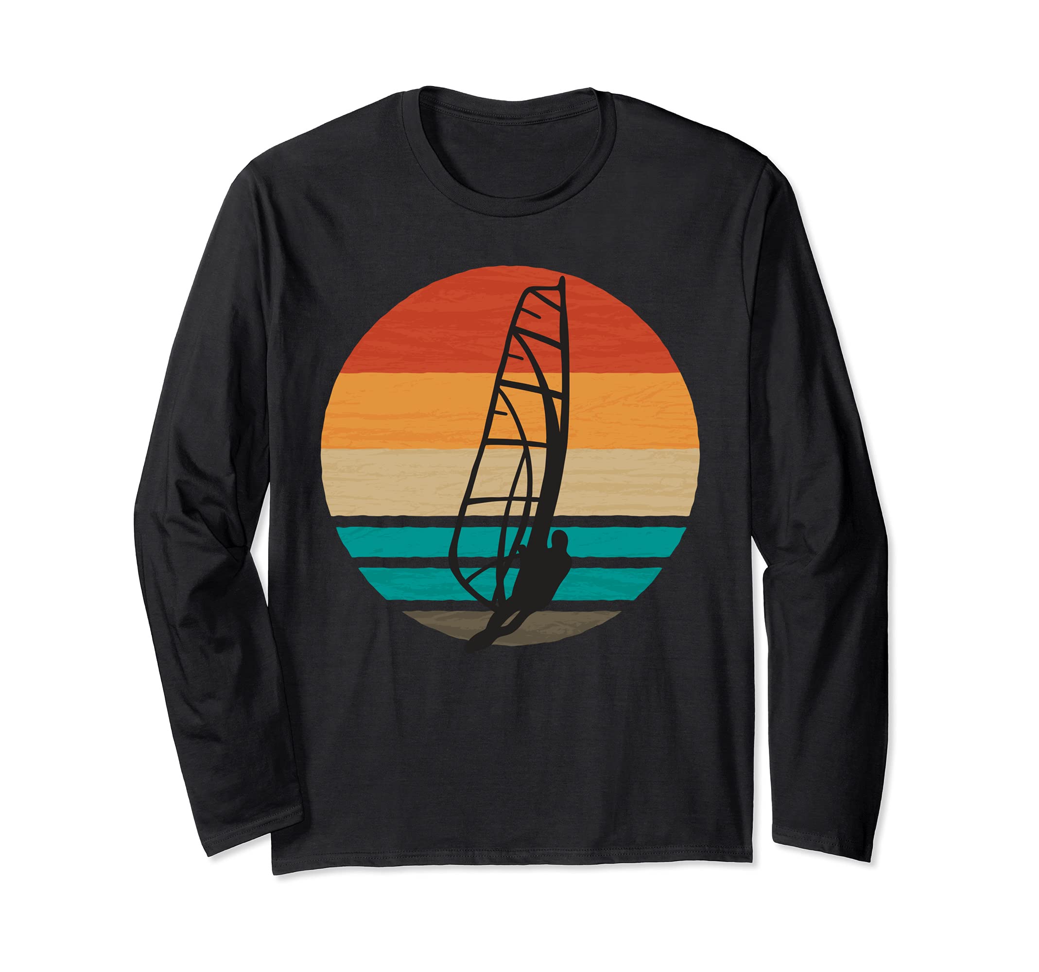 Retro Vintage Colors Sunset Windsurfing Windsurf Sailing Long Sleeve T-Shirt