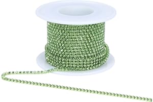 Dropower Crystal Rhinestone Close Chain Trim,10 Yards/Roll of 2mm Rhinestone Banding Claw Cup Chain for Sewing Crafts,DIY Decoration,Jewelry,Clothing,Shoes Light Green