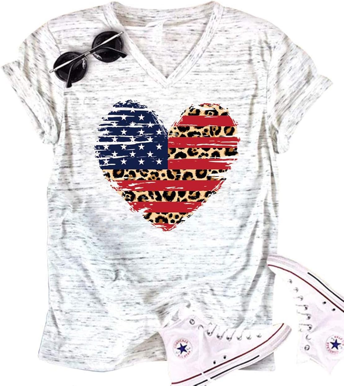 red shirt with leopard heart