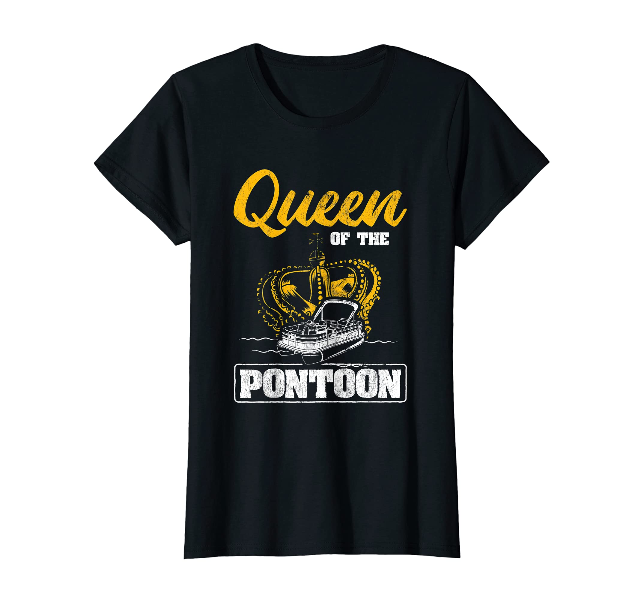 Womens Queen Of The Pontoon Pontooning Boat Boating Captain T-Shirt