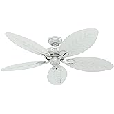 Hunter Fan 54 inch Casual White Outdoor Ceiling Fan with 5 Blades (Renewed)