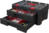 Keter Stack n' Roll 2 Drawer Tool Storage Box Black view 5