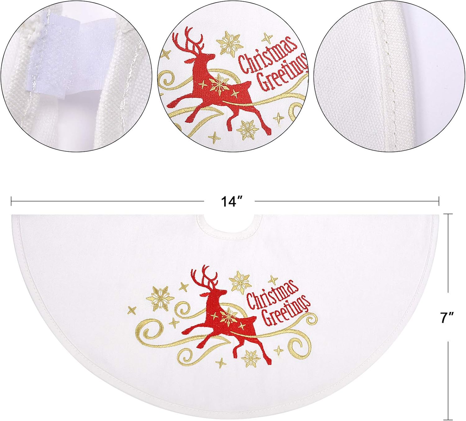 yuboo Mini Tree Skirt, 15 Inches Small Christmas Tree Skirt Embroidered Elk for Xmas Decorations: Home & Kitchen