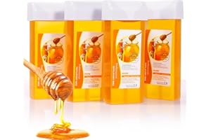 BESTIENOLY Honey Roll on Wax Refill: Hair Removal Wax Roller Refill for Sensitive Skin Body Legs Arms - Soft Wax Cartridge for any Roll on Wax Warmer (3.53oz/100g, 4Pack)