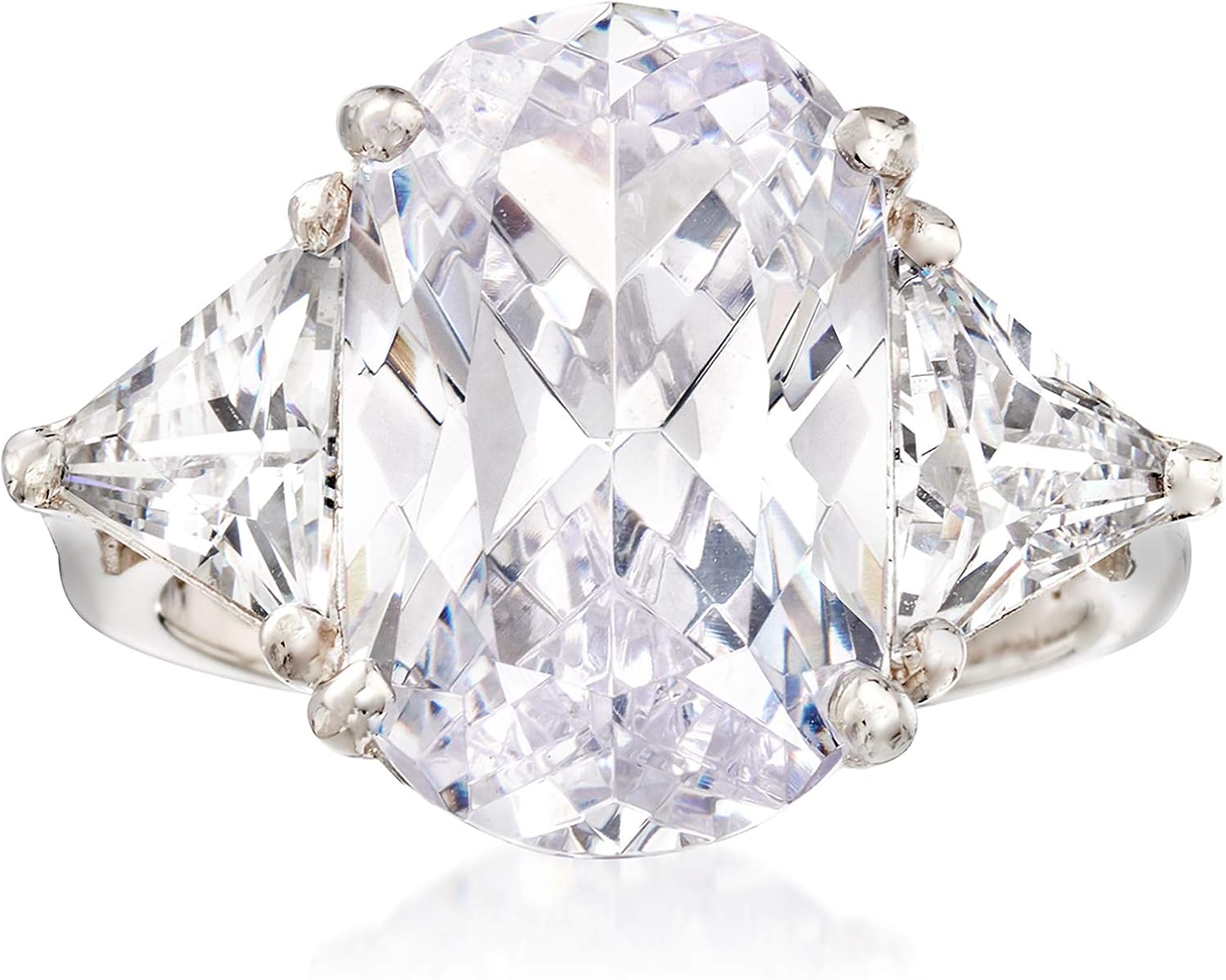 RossSimons 10.00 ct. t.w. Oval and TrillionCut CZ Ring in Sterling Silver Jewelry
