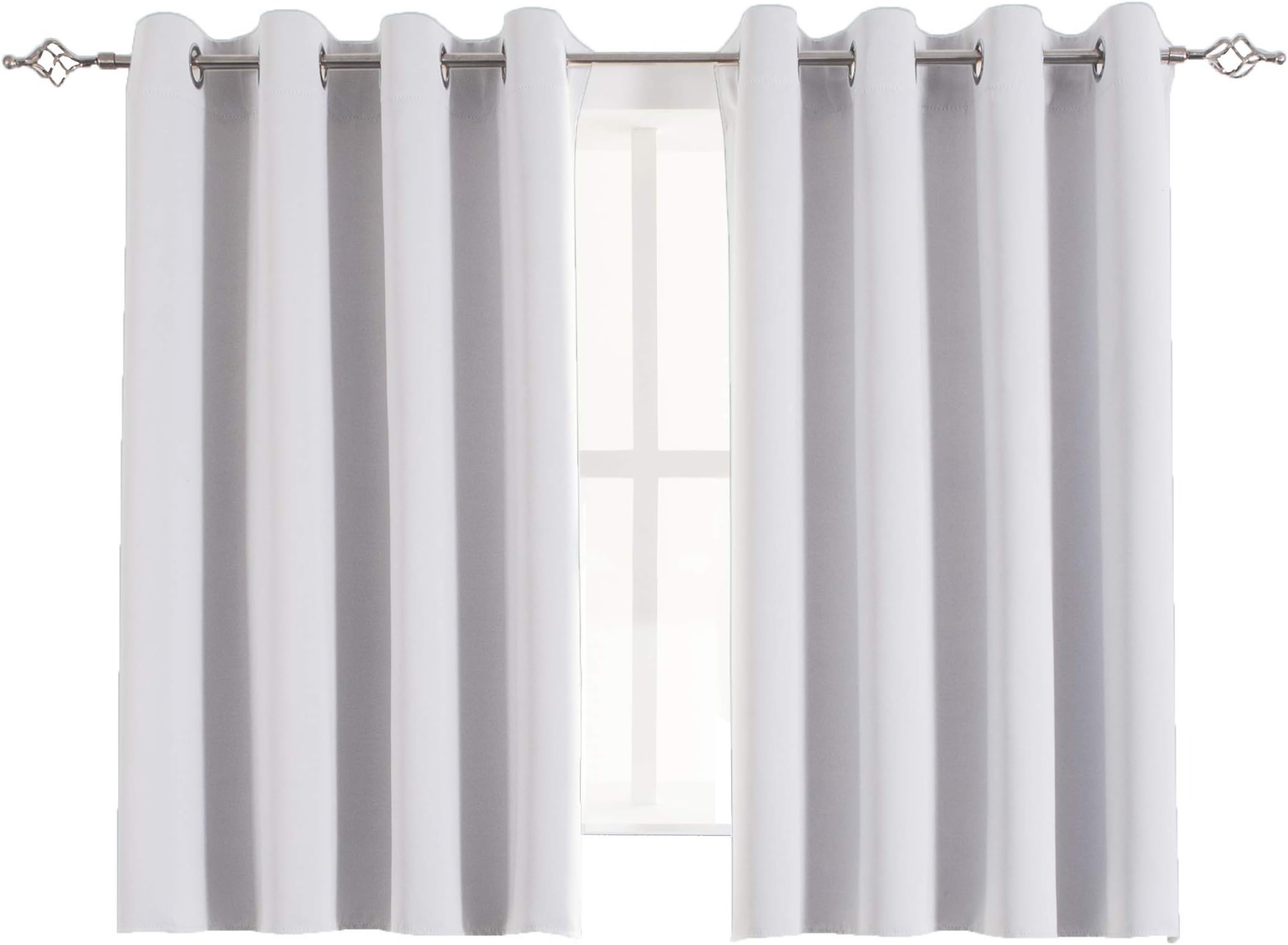 Aquazolax Room Darkening Curtain Panels for Living Room Thermal Insulated Grommet Blackout Draperies/Drapes for Window, 2 Panels, 54W x 54L Inch, Greyish White