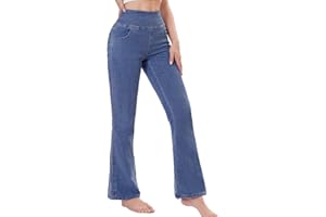 Chasehot Pull on Flare Jeans for Women, Trendy Stretchy High Waisted Bell Bottom Skinny Boot Cut Jeans Legging for Women
