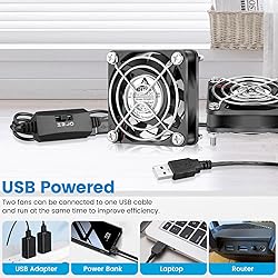 GDSTIME 2-Pack 60mm x 15mm USB Fan with 3 Speed