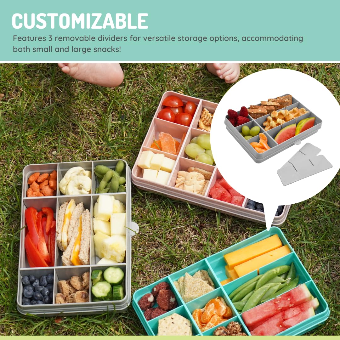 melii Snackle Box – 12-Compartment Divided Snack Container, BPA-Free Food Storage, Removable Dividers, Perfect for Kids Snacks, Arts & Crafts, Beads, and Kitchen Organization (Grey)