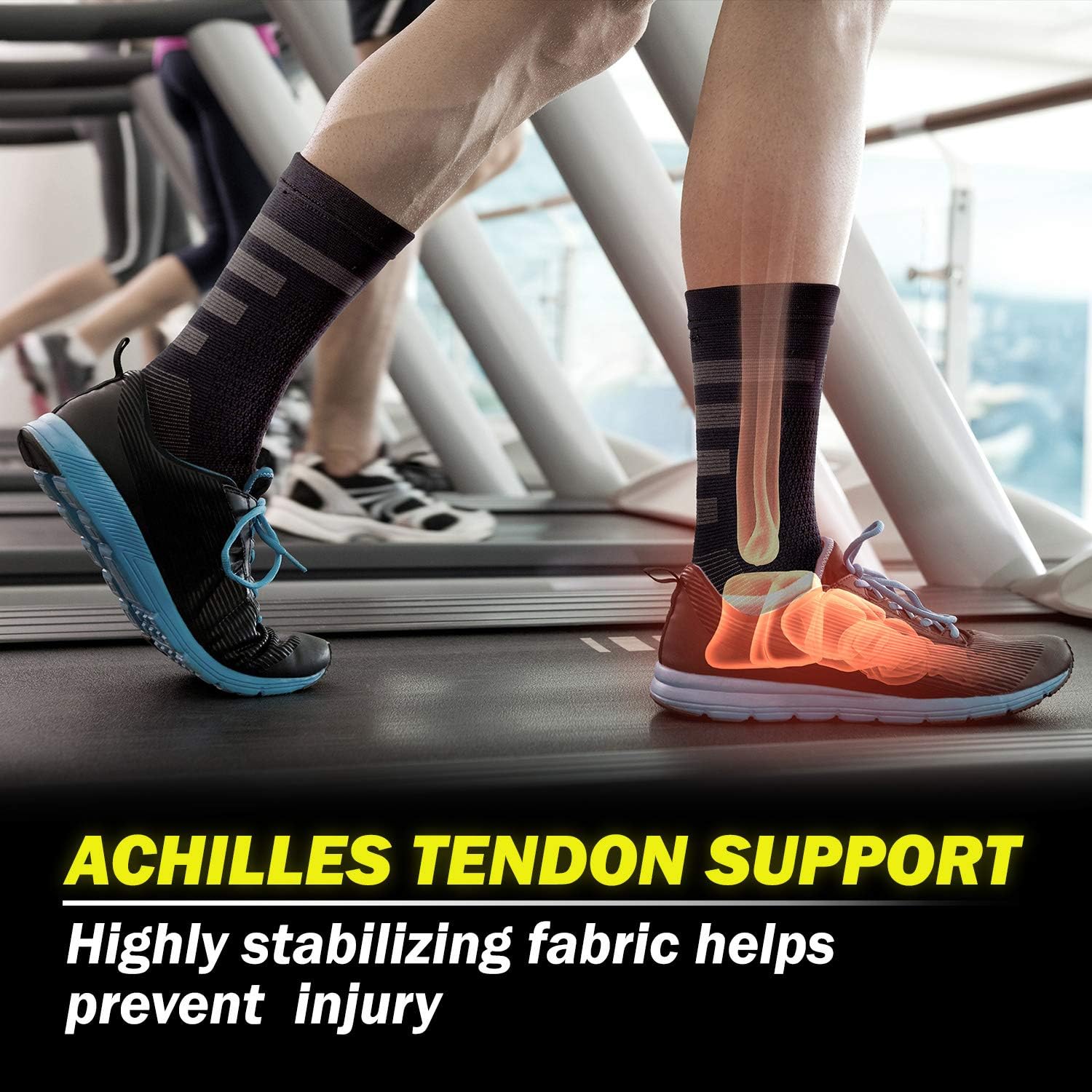 POWERLIX Ankle Compression Sleeve - Ankle Support Brace (Pair) for Men & Women – Best Ankle Brace for Injury Recovery, Swelling, Foot & Achilles Tendonitis Pain Relief - Nano socks with Arch Support: Sports & Outdoors