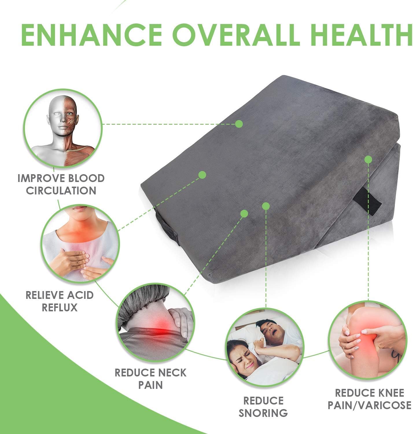 Memory Foam Bed Wedge Pillow - 9&12 Inch Adjustable Sleeping Pillow with Removable Cover - Folding Breathable Incline Cushion for Sleeping, Reading, Post Surgery, Lower and Upper Back Pain - Washable: Health & Personal Care
