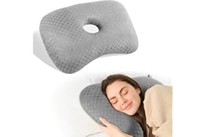 x-vesolje Ear Piercing Pillow for Side Sleepers with an Ear Hole for CNH and Ear Pain Ear Inflammation Pressure Sores, Cotton O-Shaped Side Sleeping Pillow, Ear Guard Pillow (Gray)