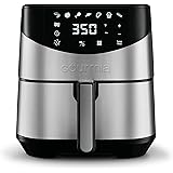 Gourmia GAF645 Digital Stainless Steel Air Fryer - Oil-Free Healthy Cooking - 6-Quart Capacity - 8 Cook Modes - Removable Bas