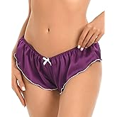 Satini Women's Satin Low Rise Fluted Sissy French Knickers Briefs Panties
