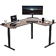 VIVO Electric Corner L-Shaped 63 x 47 in Standing Desk, Memory Height Adjustment, Dark Walnut Top Black Frame, DESK-E3CTD-47
