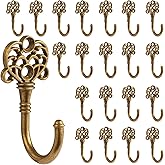 XHIPY 20 PCS Vintage Metal Wall Hooks, Bohemian Decorative Hook with Screws, Wall Hooks for Hanging Towel/Coat (Bronze)