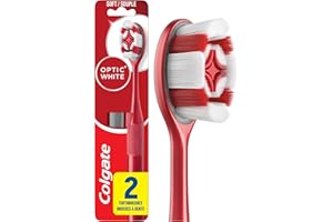 Colgate Optic White Adult Soft Toothbrush Pack, Whitening Toothbrush for Removing Surface Stains, Soft Bristled, Helps Clean 