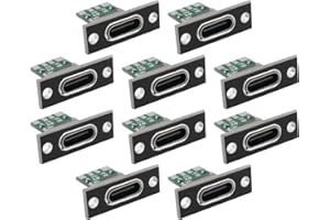 The Lord of the Tools 10pcs 6 Pin USB-C Panel Socket Type-C Female Socket Connector Panel Mount Type with PC Board with Panel Mount Screw Hole