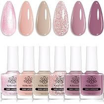 Amazon.com: Born Pretty Nude Pink Neutral Nail Polish, Glitter ...